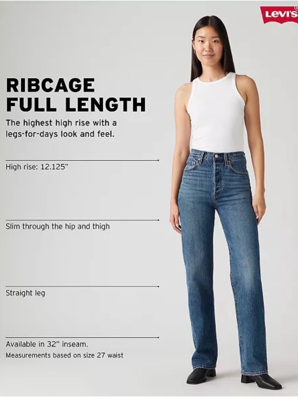 Levi's Women's Ribcage High-Rise Straight-Leg Jeans 30x32 color The Last Straw - Picture 7 of 7